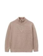 Perkins-Neck Sweater Tops Knitwear Pullovers Beige Mango