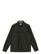 Akoscar Wool Overshirt Tops Overshirts Khaki Green Anerkjendt