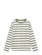 Chest-Pocket Striped T-Shirt Tops T-shirts Long-sleeved T-shirts Khaki...