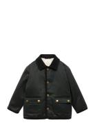 Waxed-Effect Parka Parka Takki Khaki Green Mango