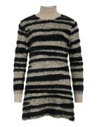 Vialda L/S Highneck Knit Dress/Ka Lyhyt Mekko Beige Vila