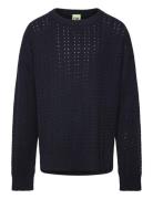 Structure Sweater Tops Knitwear Pullovers Navy FUB
