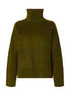 Slfmira Mohair Ls Knit High-Neck Tops Knitwear Jumpers Green Selected