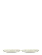 Plate L White Swirl-Stripes Blue Feast By Ottolenghi Set/2 Home Tablew...