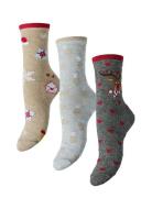 Pcjingle Xmas Glitter Socks 3-Pack Bc Lingerie Socks Regular Socks Mul...