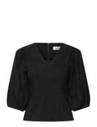 Slmaybel Blouse 3/4 Tops Blouses Long-sleeved Black Soaked In Luxury