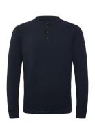 Merchant Grandad Top Tops T-shirts Long-sleeved Navy Superdry