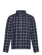 Cotton Check Shirt Tops Shirts Long-sleeved Shirts Navy Mango