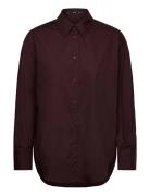 Over Poplin Shirt Tops Shirts Long-sleeved Burgundy Mango