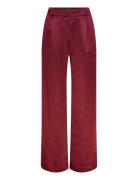 Satin Wide-Leg Trousers Bottoms Trousers Straight Leg Red Mango