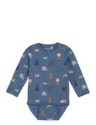 Body Ls Aop Pitkähihainen Body Blue Minymo
