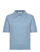 Rena Polo Knit Blouse Tops Knitwear Jumpers Blue A-View