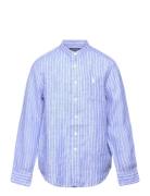 Striped Linen Shirt Tops Shirts Long-sleeved Shirts Blue Ralph Lauren ...