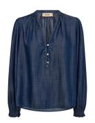 Mmtazzin Dow Blouse Tops Blouses Long-sleeved Blue MOS MOSH