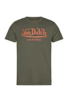Von Dutch Wordmark - Tshirt Tops T-shirts Short-sleeved Khaki Green Vo...