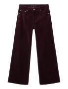 Wide-Leg Velvet Jeans Bottoms Trousers Wide Leg Burgundy Mango