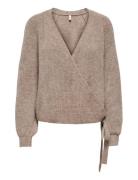 Onlmia L/S Wrap Cardigan Rp Knt Tops Knitwear Cardigans Beige ONLY