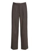 Enzo - Casual Linen Stripe Bottoms Trousers Wide Leg Brown Day Birger ...