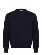 Regular Knitted Wool-Blend Sweater Tops Knitwear Round Necks Navy Week...