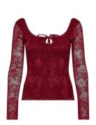 Scoop Neck Top Tops T-shirts & Tops Long-sleeved Red Gina Tricot