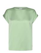Viellette S/S Satin Top - Noos Tops T-shirts & Tops Short-sleeved Gree...