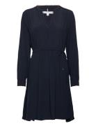 Vis Crepe Solid Raglan Dress Ls Lyhyt Mekko Navy Tommy Hilfiger