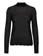 Rwlotus Tencel Ls Mock Neck Pullove Tops Knitwear Turtleneck Black Ros...