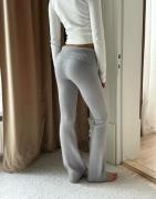 Nelly - Harmaa - Tight Rib Knit Pants