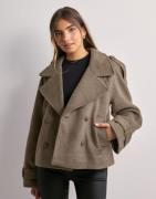 Gina Tricot - Ruskea - Short felt trench jacket