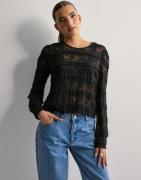 Only - Musta - Onlzoey L/S O-Neck Puff Top Jrs