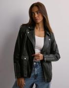 Selected Femme - Musta - Slfmadison Leather Jacket B Noos