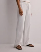 Nelly - Valkoinen - Low Waist Linen Pants