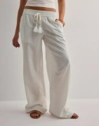 Nelly - Valkoinen - Pull On Tassel Linen Pants