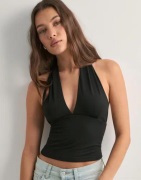 Gina Tricot - Musta - Soft touch halterneck top