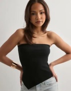 Nelly - Musta - Asymmetric Rib Tube Top