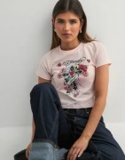 Ed Hardy - Vaaleanpunainen - Womens Love Is True Diamante Baby Tshirt ...