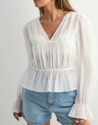 Gina Tricot - Valkoinen - Tie blouse