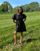 Nelly - Musta - Bow Puff Sleeve Dress