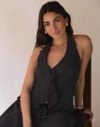 Nelly - Musta - Lovely Halterneck Frill Top