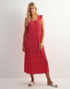Pieces - Punainen - Pcflora Strap Flounce Dress Jrs Bc