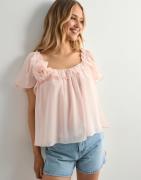 Vero Moda - Vaaleanpunainen - Vmcille Ss Flower Top Wvn Exp