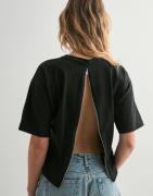 Pieces - Musta - Pcamy Ss O-Neck Zip Tee Jrs D2D