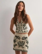 Gina Tricot - Beige - Embroidery skirt