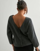 Nelly - Harmaa - Back V-neck Knit Cardigan