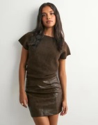 Only - Ruskea - Onleverle Hw Faux Leather Skirt Pnt