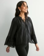 Vero Moda - Musta - Vmjenna 7/8 Frill Top Wvn Ga