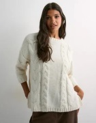 Pieces - Valkoinen - Pcmoby 6/8 O-Neck Oversize Knit Bc