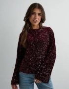 Pieces - Punainen - Pckam Ls Deep Back Bow Top Bc