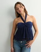 Nelly - Sininen - Pleated Glitter Top