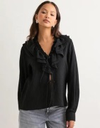 Vero Moda - Musta - Vmkausa Flounce Ls Top Wvn Ga